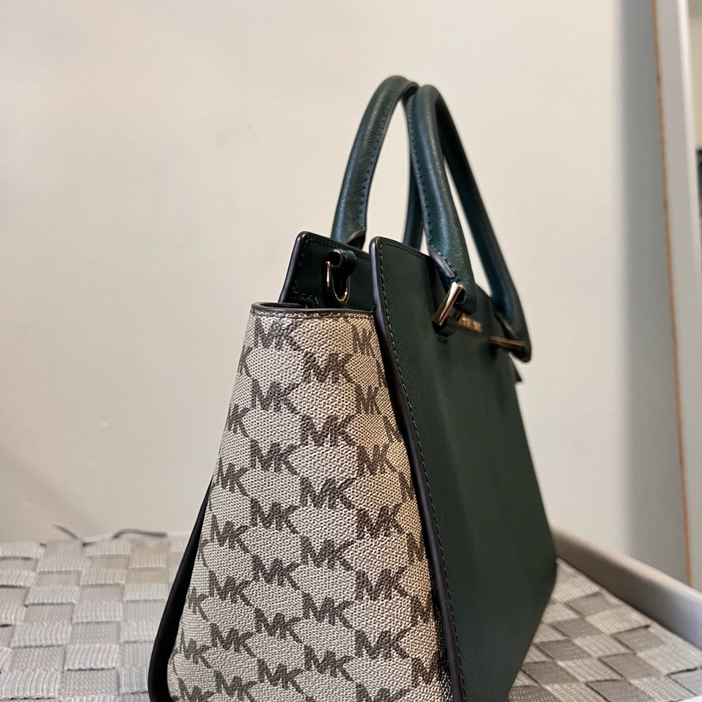 Michael Kors- Dark Green Satchel Purse - Picture 2 of 7